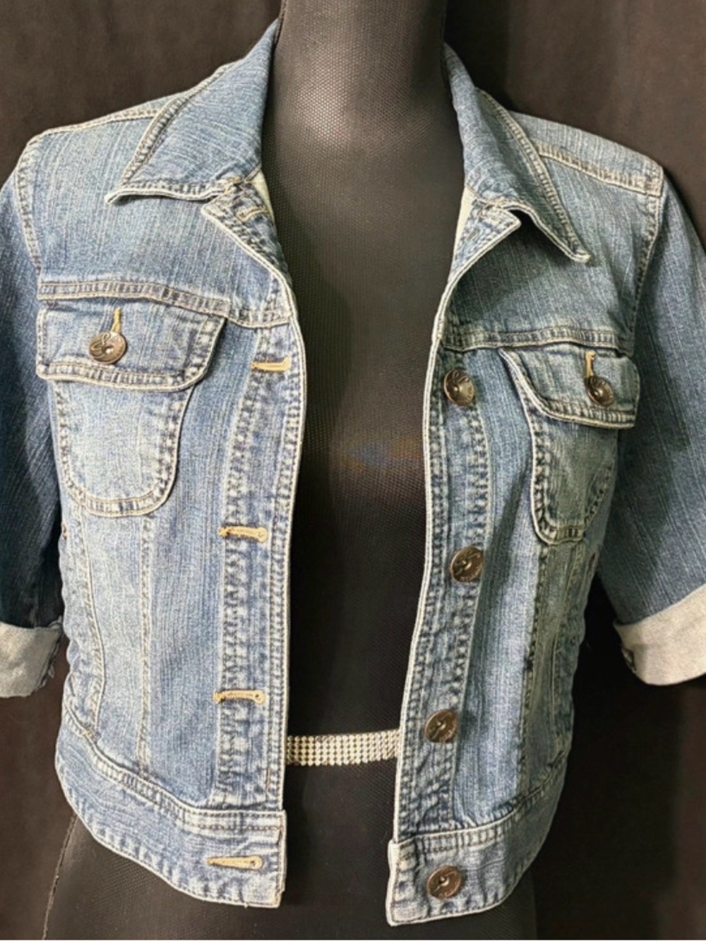 Style & Co. Light Blue Cropped Denim Jacket